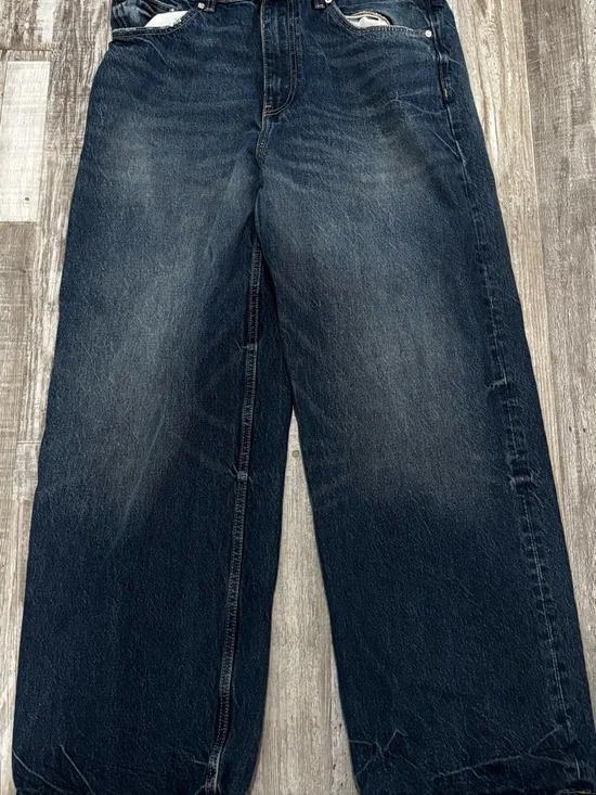 Zara Women’s Relaxed Wide Leg Jeans in Dark Blue Wash Size 10 - Picture 1 of 6